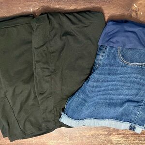Lot of 3 Pairs Women's Maternity Shorts Size L Levi Gold Biker Pockets